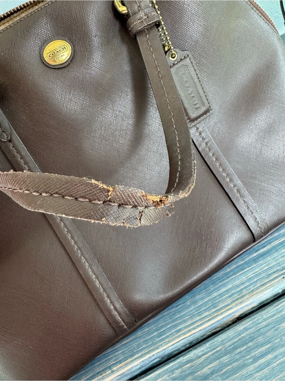Coach Chocolate Brown Leather Dome Satchel with Gold Hardware